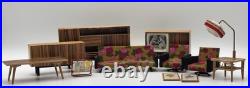 11 pcs vintage dolls house living room furniture set sofa armchair TV wood 11 pcs vintage dolls house living room furniture set sofa armchair TV wood