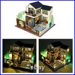 124 DIY Wooden Small LED Light Dolls House Living Room Kits Birthday Toy