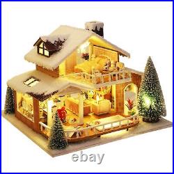 124 Dolls House Kit Wooden Ice Snow Hand-assembled Building Led Light Furniture