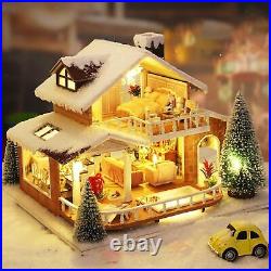 124 Dolls House Kit Wooden Ice Snow Hand-assembled Building Led Light Furniture