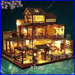124 Scale Creative Wooden House Dolls House Kits Big Japanese Courtyard Model