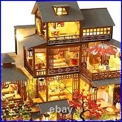 124 Scale Creative Wooden House Dolls House Kits Big Japanese Courtyard Model