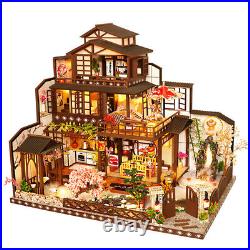 17 Models 124 Dollhouse Miniature Wooden Doll House Kit +Music + LED + Tool