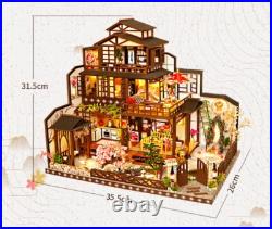 17 Models 124 Dollhouse Miniature Wooden Doll House Kit +Music + LED + Tool