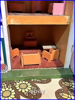 1960's Wooden Dolls House Large Furniture