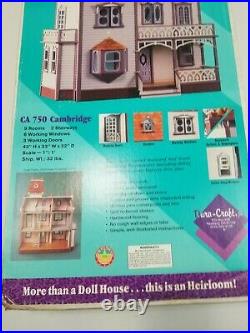 1991 Vintage Dura Craft Cambridge Wooden 9 Rooms Dollhouse Kit NIB New