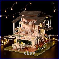 1Set 3D LED Light Wood Miniature Doll House Furniture Toy Festival Gift