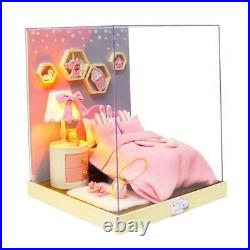 1/12 Wooden Dollhouse Miniatures DIY House Kit with Dust Proof Cover&Led Light