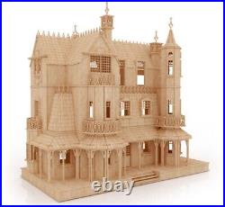 1/12th Scale Wooden Dolls House Gothiic Mansion Laser Cut Flat Pack Model Kit
