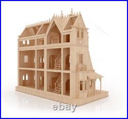 1/12th Scale Wooden Dolls House Gothiic Mansion Laser Cut Flat Pack Model Kit