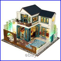 1/24 Wooden Handmade Miniature LED Dolls House with Furniture Kits Toys Gift