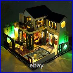 1/24 Wooden Handmade Miniature LED Dolls House with Furniture Kits Toys Gift