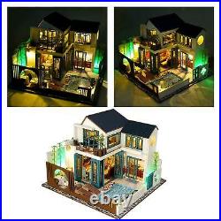 1/24 Wooden Handmade Small LED Doll House Building