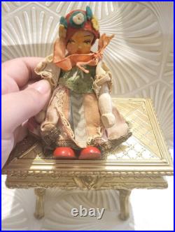 2 ANTIQUE MINIATURE GRODNERTAL Mignonette GERMANY WOODEN Peg DOLL house No Box