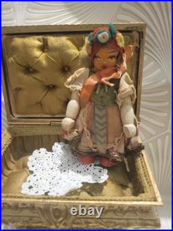 2 ANTIQUE MINIATURE GRODNERTAL Mignonette GERMANY WOODEN Peg DOLL house No Box