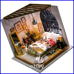 2 pcs Assembly Diy House Wooden Miniature Bedroom Model for DIY Craft