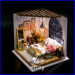 2 pcs Assembly Diy House Wooden Miniature Bedroom Model for DIY Craft