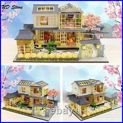 3D Wooden LED Dollhouse Miniature Furniture Doll House Toy DIY christmas Gift
