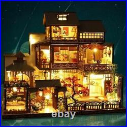 3D Wooden LED Dollhouse Miniature Furniture Doll House Toy DIY christmas Gift