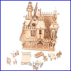 3D Wooden Puzzle Dollhouse Miniature Model Kit Villa Dolls House Wooden Kit