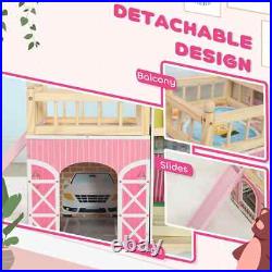 3 Storey Dolls House with 13 Piece Wooden Furniture Play Set for 3-6 Years