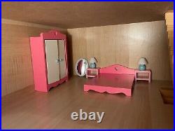 3 Storey Wooden Doll House With Furniture, 5 Rooms