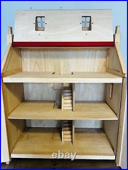 3 Storey Wooden Dolls House With Furniture