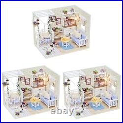 3d Wood Building Model Wooden Miniature House Doll House Toys Kids