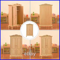 8 PC Pretend Dollhouse Toy Wooden Furniture Wardrobe Model Baby