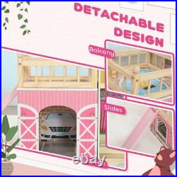 AIYAPLAY 3 Level Wooden Dolls House with 13 Furniture Pieces Kids Play Set Toy