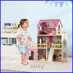 AIYAPLAY Dolls House with 13 Pieces Wooden Furniture and Accessories