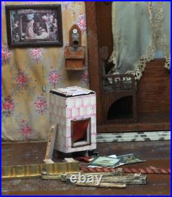 ANTIQUE DOLLHOUSE with BAYON Dolls Living Room Art Nouveau Balustrade 1905