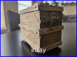 ANTIQUE Folk Art Primitive Childs Doll House Furniture Handmade Wooden Chest