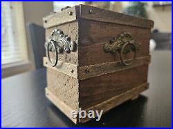 ANTIQUE Folk Art Primitive Childs Doll House Furniture Handmade Wooden Chest