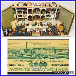 ANTIQUE GERMAN WOODEN Diorama STORE MORITZ GOTTSCHALK Dollhouse Miniatures FULL