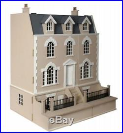 ASH DOLLS HOUSE AND BASEMENT GEORGIAN STYLE, WOODEN, 12th SCALE NEW JULIE ANNS