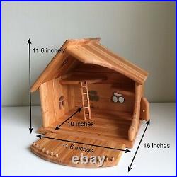 Alder wooden dollhouse with furniture. Waldorf Dollhouse. Scale 124