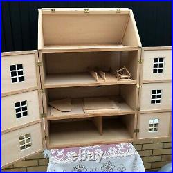 All New Some Still Boxed Vintage 4 Story Wooden Dolls House and Accessories