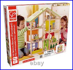 All Seasons Kids Wooden Dollhouse by Hape Award Winning 3 Story Dolls House