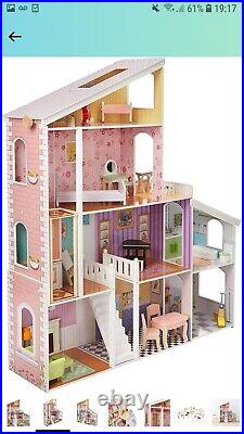 Amazon Basics 4-Story Wooden Dollhouse And Furniture Accessories For 30.48 Cm