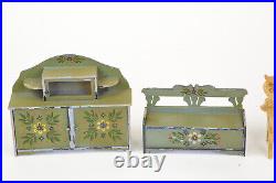 Ancient Hand Painted Farmhouse Furniture for Antique Dollhouse