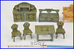 Ancient Hand Painted Farmhouse Furniture for Antique Dollhouse