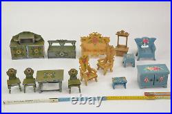 Ancient Hand Painted Farmhouse Furniture for Antique Dollhouse