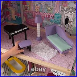 Annabelle Wooden Dolls House with Furniture and Accessories Included, 3 Storey P