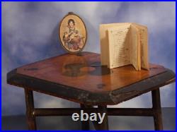 Antique Dollhouse Miniature Wood Table Arts Crafts Inlaid Wall Art Calendar Antique Dollhouse Miniature Wood Table Arts Crafts Inlaid Wall Art Calendar