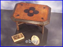 Antique Dollhouse Miniature Wood Table Arts Crafts Inlaid Wall Art Calendar Antique Dollhouse Miniature Wood Table Arts Crafts Inlaid Wall Art Calendar