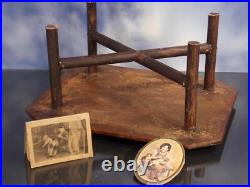 Antique Dollhouse Miniature Wood Table Arts Crafts Inlaid Wall Art Calendar Antique Dollhouse Miniature Wood Table Arts Crafts Inlaid Wall Art Calendar