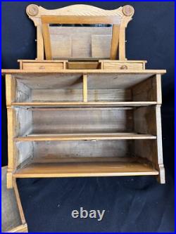 Antique Eastlake Victorian Oak Miniature Doll Dresser with Mirror Salesman Sample