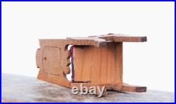 Antique German 19th Century Wooden Chair with Velvet Toy Doll House
