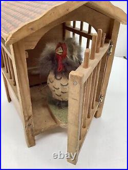 Antique German Wooden Pip Squeak Hen House Rooster Toy